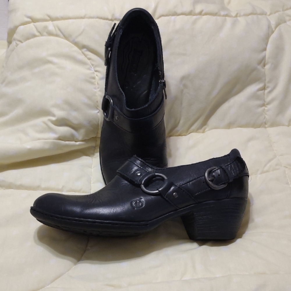 Born Black Leather Ankle Booties